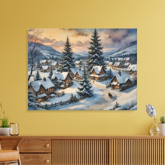 Winter Village Canvas Art Afdruk (Insitu (Woonkamer))