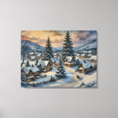 Winter Village Canvas Art Afdruk (Voorkant)