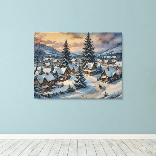 Winter Village Canvas Art Afdruk (Insitu (Houten vloer))