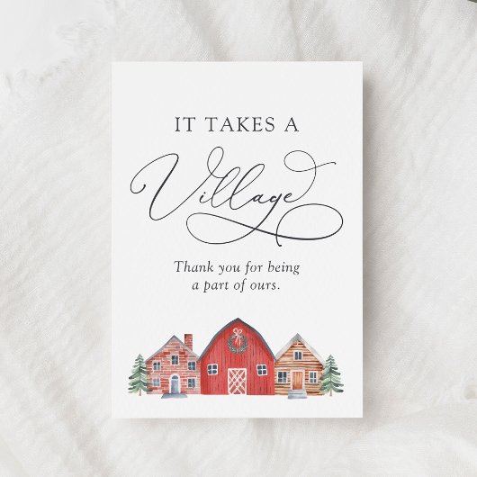 Winter Village Christmas Baby shower Bedankkaart