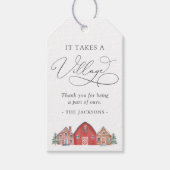 Winter Village Christmas Baby shower Dank u Cadeaulabel (Voorkant)