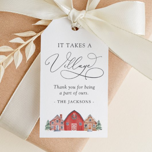 Winter Village Christmas Baby shower Dank u Cadeaulabel