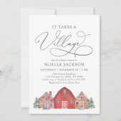 Winter Village Christmas Baby shower Uitnodiging (Voorkant)