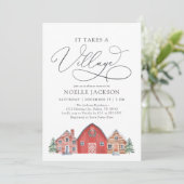 Winter Village Christmas Baby shower Uitnodiging (Staand voorkant)