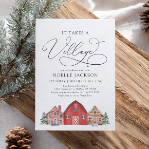 Winter Village Christmas Baby shower Uitnodiging