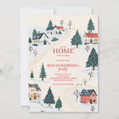 Winter Village Christmas Housewarming Party Kaart (Voorkant)