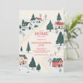 Winter Village Christmas Housewarming Party Kaart (Staand voorkant)
