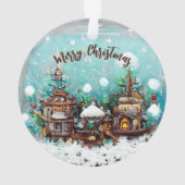 Winter Village Fairytale Houses Snowflake Ornament (achterkant)