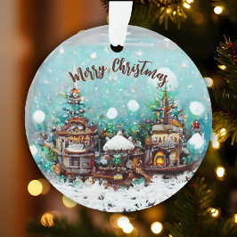 Winter Village Fairytale Houses Snowflake Ornament