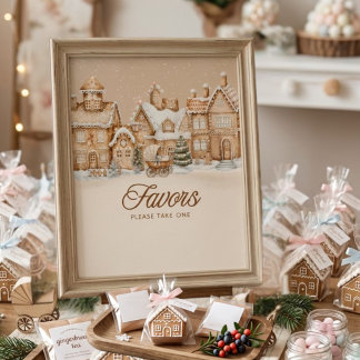 Winter Village Gingerbread Feest Favor Poster