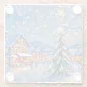 Winter Village Holiday Glazen Onderzetter (Achterkant)