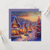 Winter Village Holiday Kaart (Voorkant / Achterkant in situ)