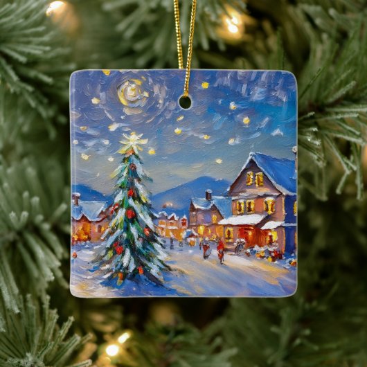 Winter Village Holiday Keramisch Ornament (Boom)