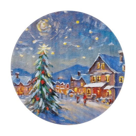 Winter Village Holiday Snijplank (Voorkant)