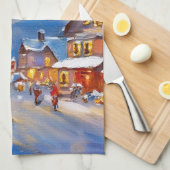 Winter Village Holiday Theedoek (Quarter Fold)