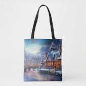 Winter Village Illustration Tote Bag (Voorkant)