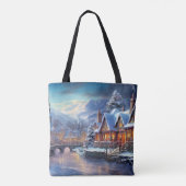 Winter Village Illustration Tote Bag (Achterkant)