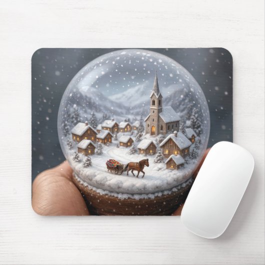 Winter Village In a Christmas Snow Globe Muismat (Met muis)