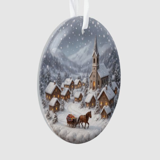 Winter Village In a Mountain Valley Ornament (voorkant)