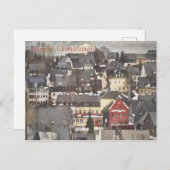 Winter Village met One Red House Merry Kerstmis Feestdagenkaart (Voorkant / Achterkant)