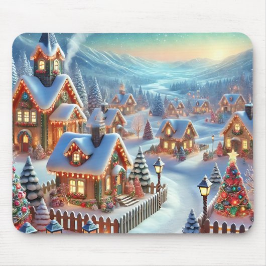Winter Village Mousepad Gift Muismat (Voorkant)