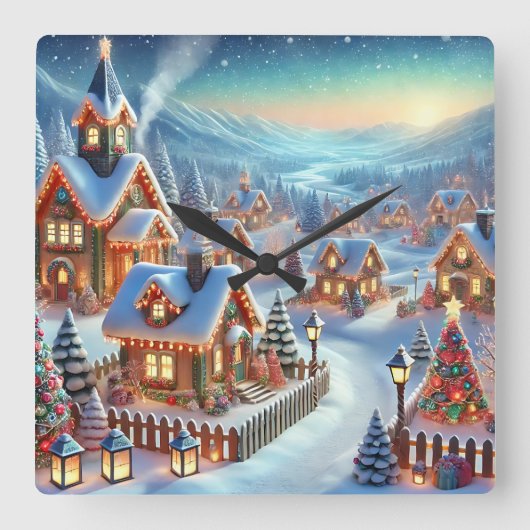 Winter Village Muur Klok Gift (Voorkant)