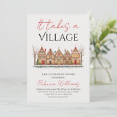  Winter Village Neutral Gingerbread Baby Shower Kaart (Staand voorkant)