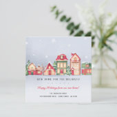 Winter Village New Home voor de Feestdagen Kerst Kaart (Staand voorkant)
