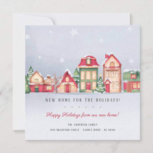 Winter Village New Home voor de Feestdagen Kerst Kaart (Voorkant)