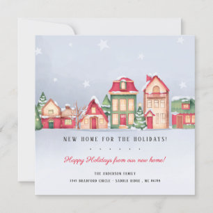 Winter Village New Home voor de Feestdagen kerst Kaart