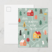 Winter Village Nieuwjaar - een gezellige start Feestdagenkaart (Voorkant / Achterkant)