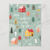 Winter Village Nieuwjaar - een gezellige start Feestdagenkaart (Voorkant)