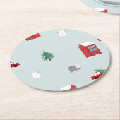 Winter Village Ronde Kartonnen Onderzetter (Gebogen)