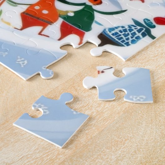 Winter Village Scene Legpuzzel (Zijkant)