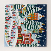 Winter Village Scene Legpuzzel (Horizontaal)