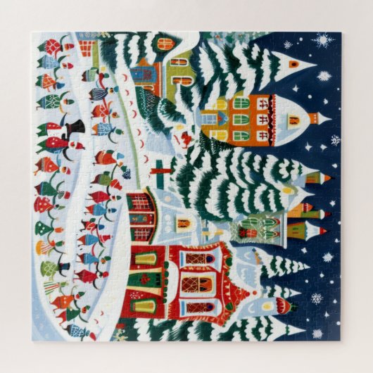 Winter Village Scene Legpuzzel (Horizontaal)