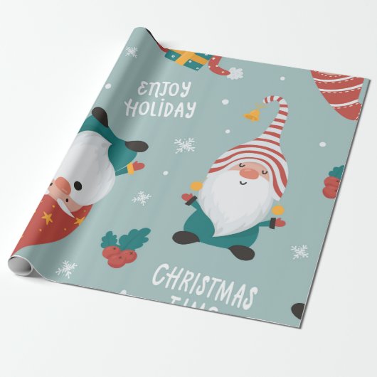 Winter Village Scene Merry Kerstmis, nieuwjaar Cadeaupapier (Uitgerold)