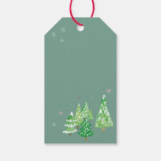 Winter Village Scene Merry Kerstry Cadeaulabel (Achterkant)