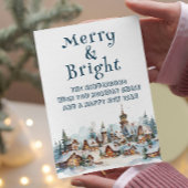 Winter Village Scenery Vrolijk en helder Feestdagenkaart