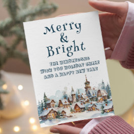 Winter Village Scenery Vrolijk en helder Feestdagenkaart