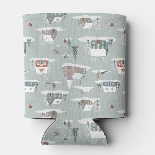 Winter Village Sneeuwlandschap Patroon Blikjeskoeler (Achterkant)