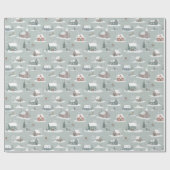 Winter Village Sneeuwlandschap Patroon Cadeaupapier (Vlak)