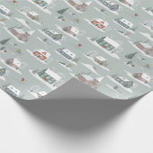 Winter Village Sneeuwlandschap Patroon Cadeaupapier (Hoek)