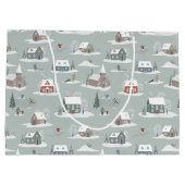 Winter Village Sneeuwlandschap Patroon Groot Cadeauzakje (Achterkant)