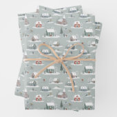 Winter Village Sneeuwlandschap Patroon Inpakpapier Vel (In situ)