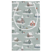 Winter Village Sneeuwlandschap Patroon Klein Cadeauzakje (Achterkant)