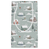 Winter Village Sneeuwlandschap Patroon Klein Cadeauzakje (Voorkant)