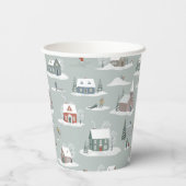 Winter Village Sneeuwlandschap Patroon Papieren Bekers (Achterkant)