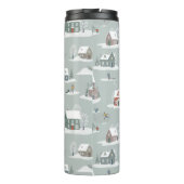 Winter Village Sneeuwlandschap Patroon Thermosbeker (Achterkant)