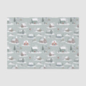 Winter Village Sneeuwlandschap Patroon Tissuepapier (Voorkant)